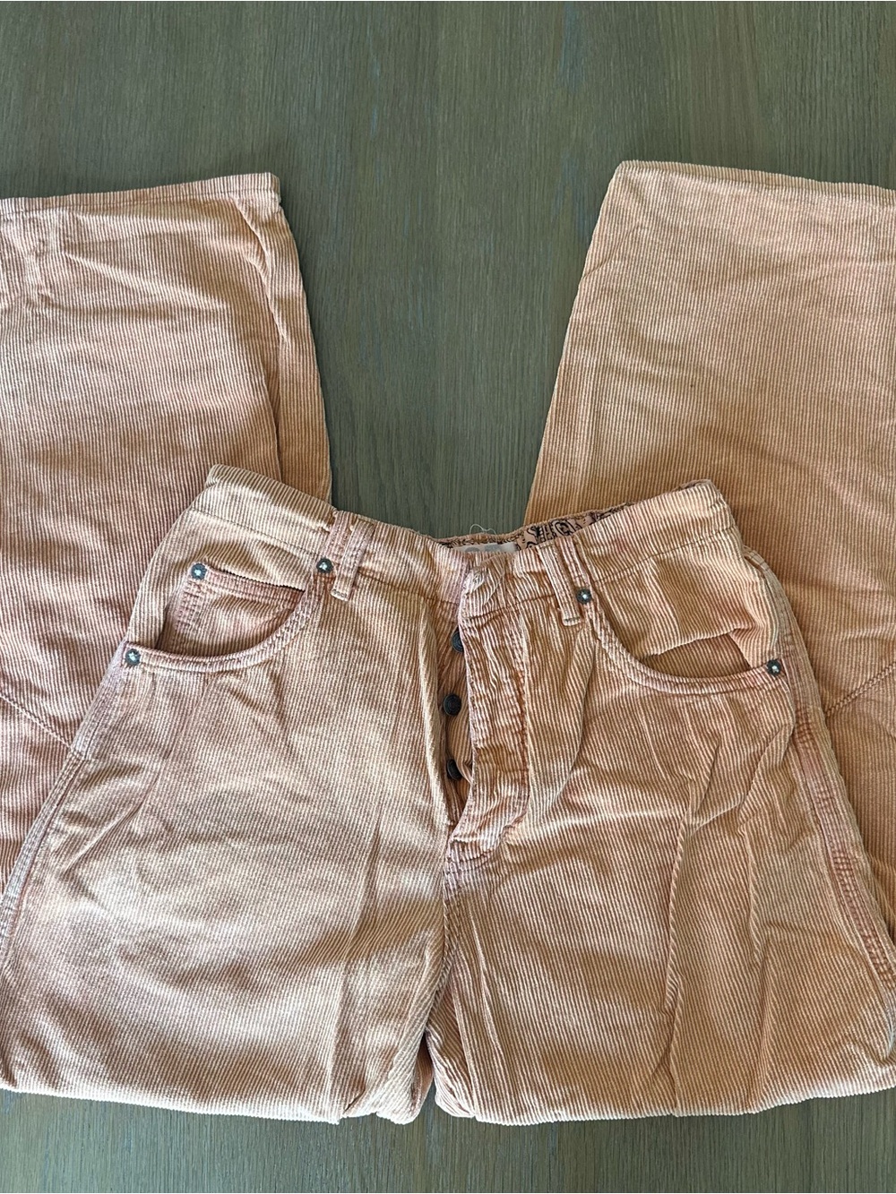 Women’s Corduroy Pants in Peach- Classic High-Rise Flared Style